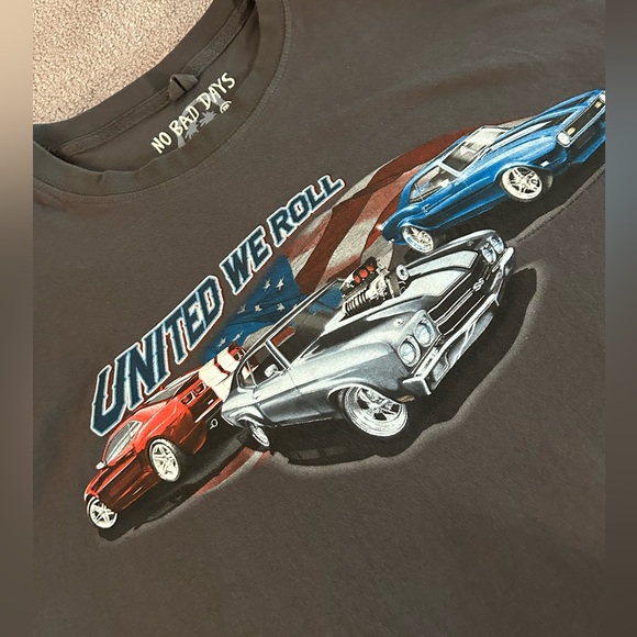 United We Roll XXL cotton No Bad Days Patriotic USA muscle cars T-shirt 🇺🇸 - Picture 9 of 9